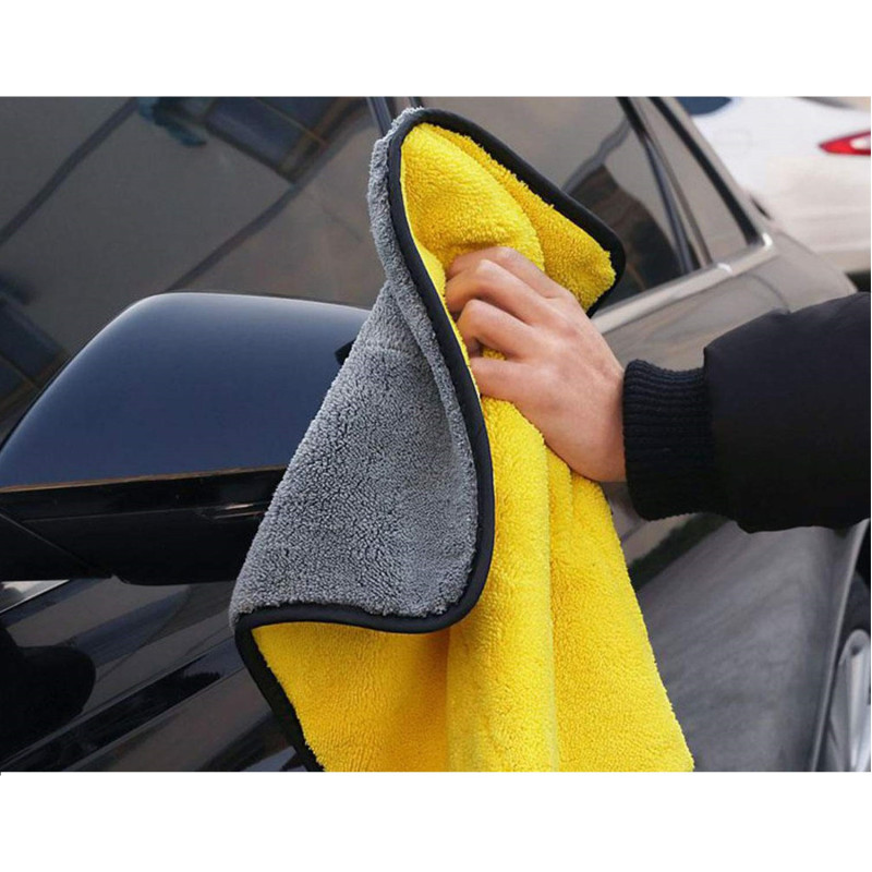 Khăn lau vàng xám microfiber 30x30cm cho ôtô, xe hơi, xe máy B609 - Vàng xám