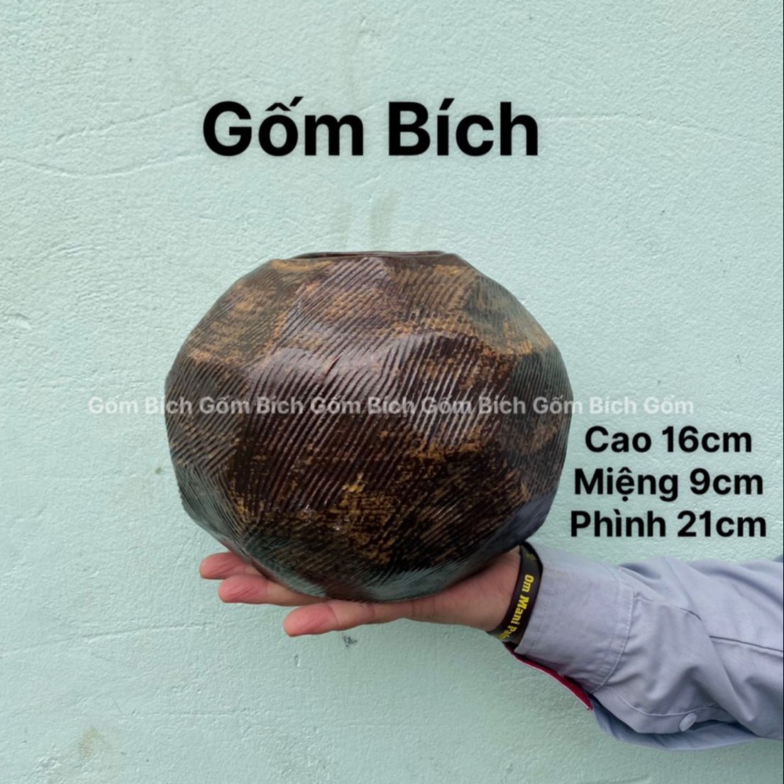 Bình hoa lọ hoa giả gỗ gốm mộc bát tràng cắm hoa decor đẹp - gốm bích
