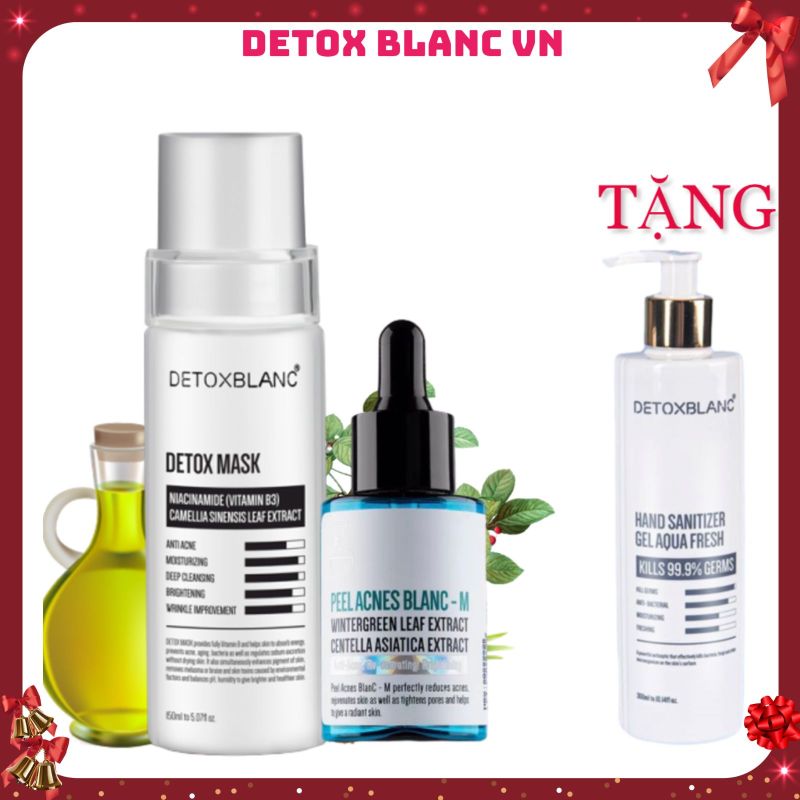 Combo xóa mụn dưỡng trắng da detox blanc tặng kèm gel rửa tay diệt khuẩn detox blanc 300ml