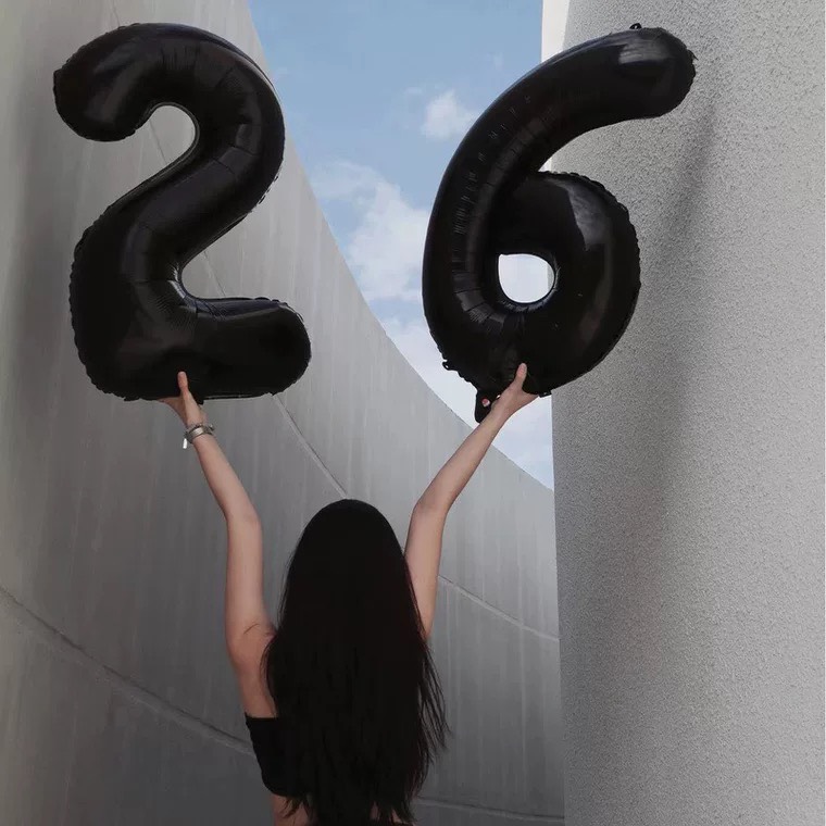 Bóng số sinh nhật màu đen size đại 70cm
