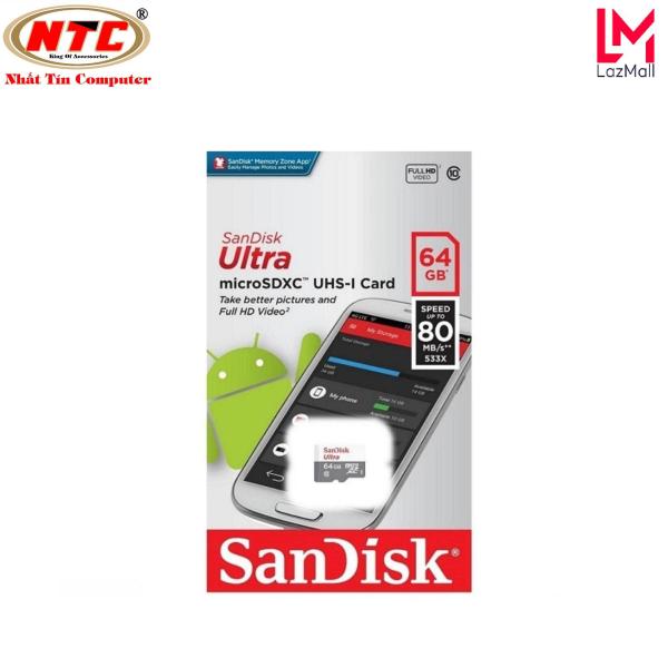 Thẻ nhớ MicroSDXC SanDisk Ultra 533X 64GB 80MB/s - Model 2017 (Trắng bạc) - Nhat Tin Authorised Store