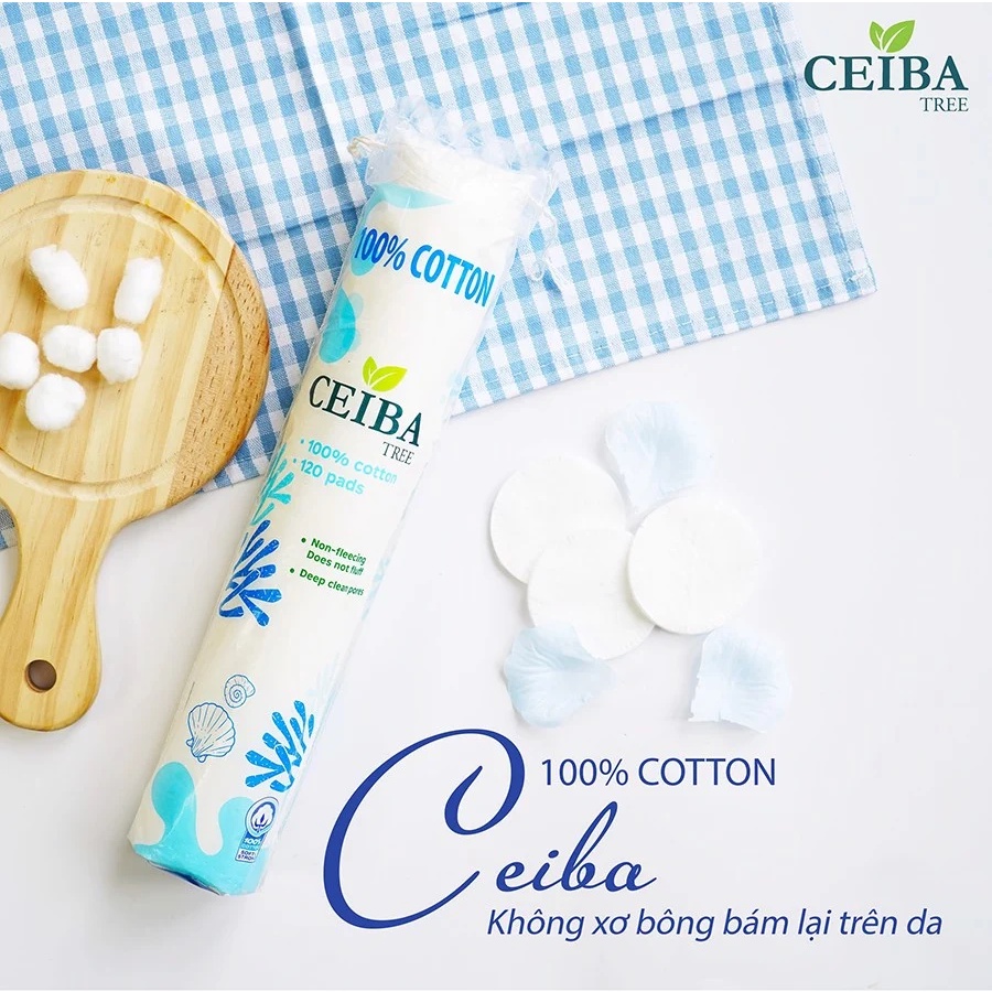 Bông tẩy trang hữu cơ Ceiba Organic 100% Cotton 80 | 140miếng