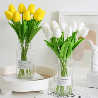 Hoa giả - Hoa tulip lá thẳng PU cao cấp - hoa lụa trang trí nhà cửa 02