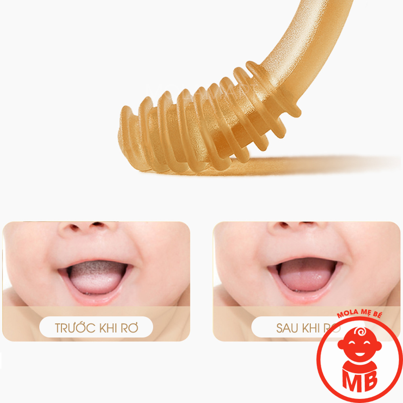 Sét rơ lưỡi bàn chải silicon cho bé từ 0-36 tháng (có hộp đựng màu vàng)