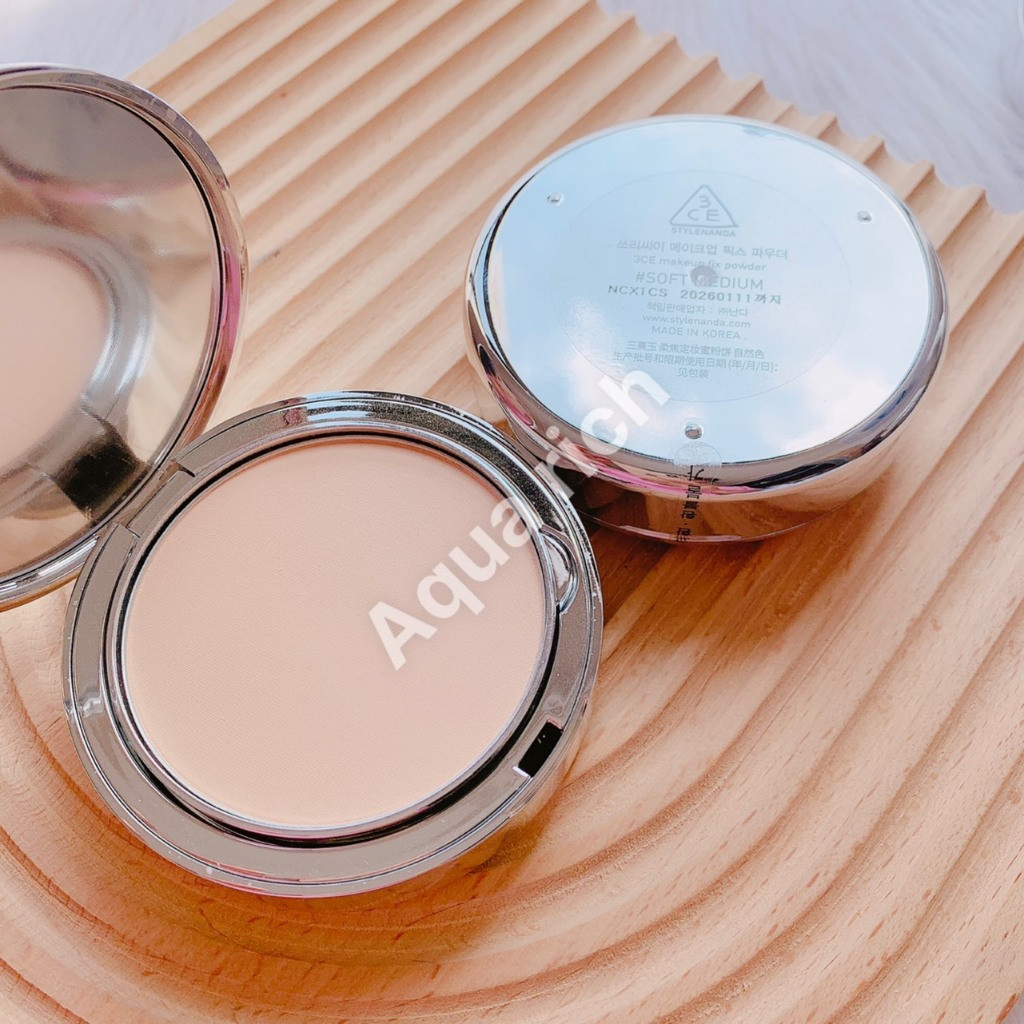 Phấn Phủ Nén 3CE Makeup Fix Powder - Hộp Đen [Fair - Soft Medium - Clear Light]