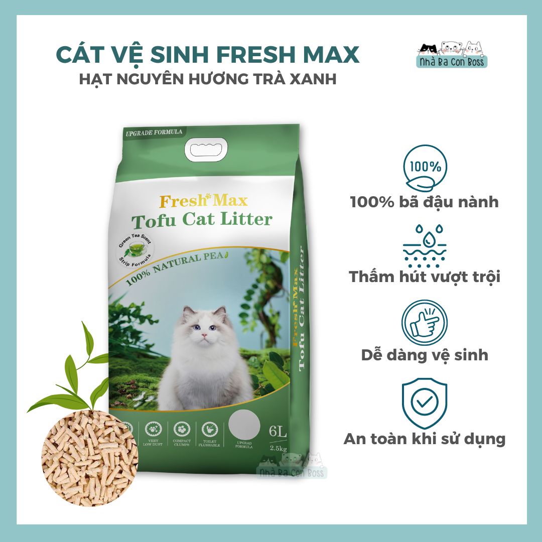[Cát Đậu Nành] Cát Vệ Sinh Cho Mèo Fresh Max Tofu Bao 6L