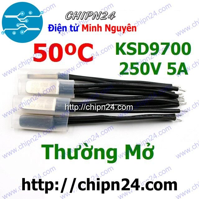 [1 cái] (F76) Cầu Chì Nhiệt KSD9700 Thường Mở 50 Độ Kim Loại (5A 250VAC)