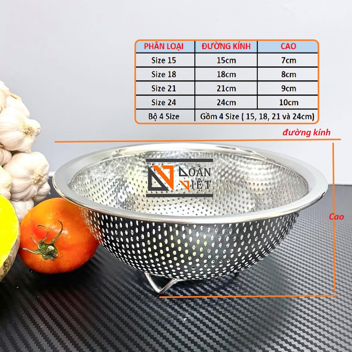 RỔ INOX (RÁ INOX) cao cấp dùng trưng hoa quả, rửa rau củ quả - NHIỀU SIZE GIÁ TỐT- DỤNG CỤ NHÀ BẾP TIỆN ÍCH