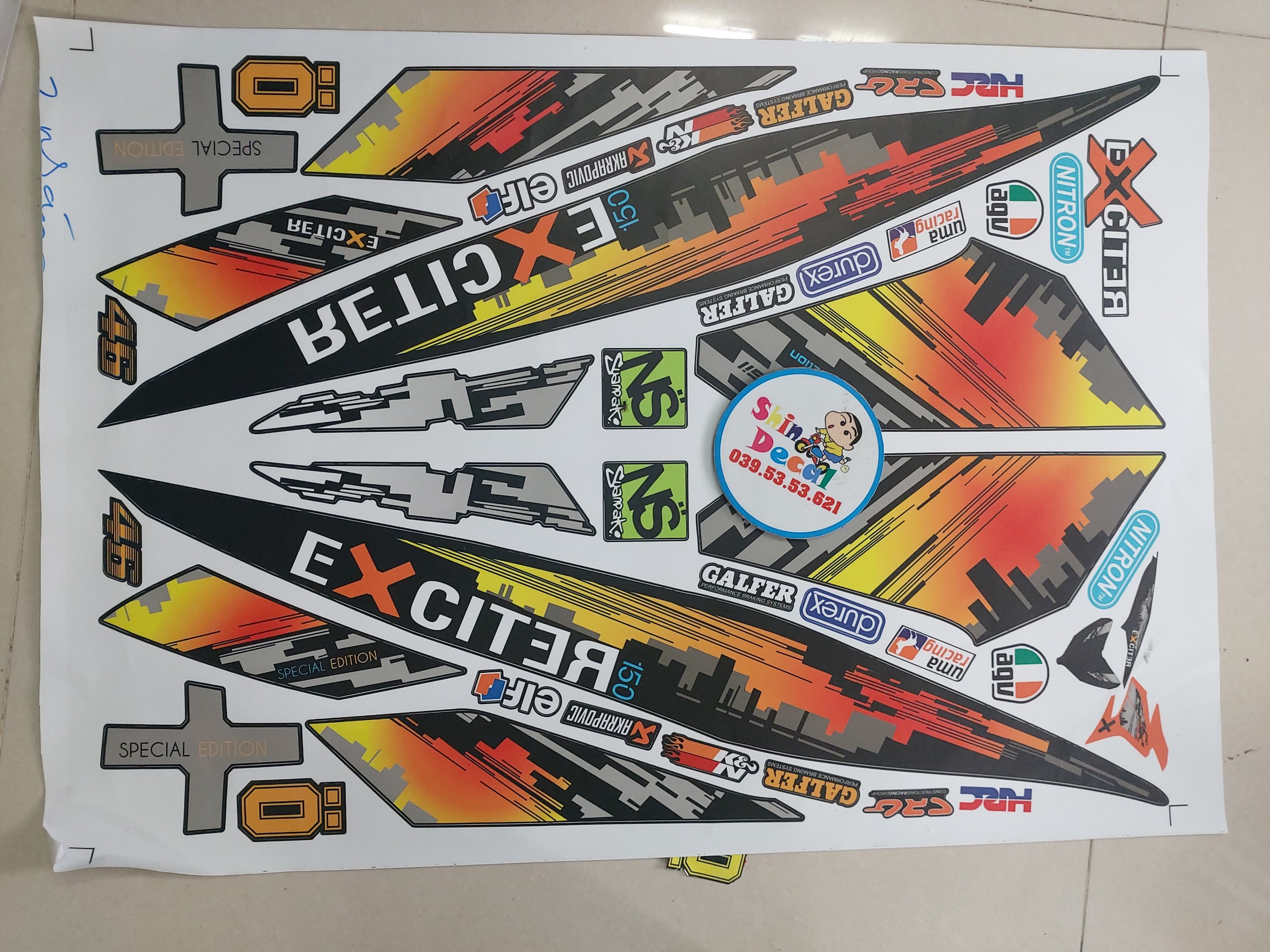 Tem chế exciter 150 thành phố 2020 tặng logo
