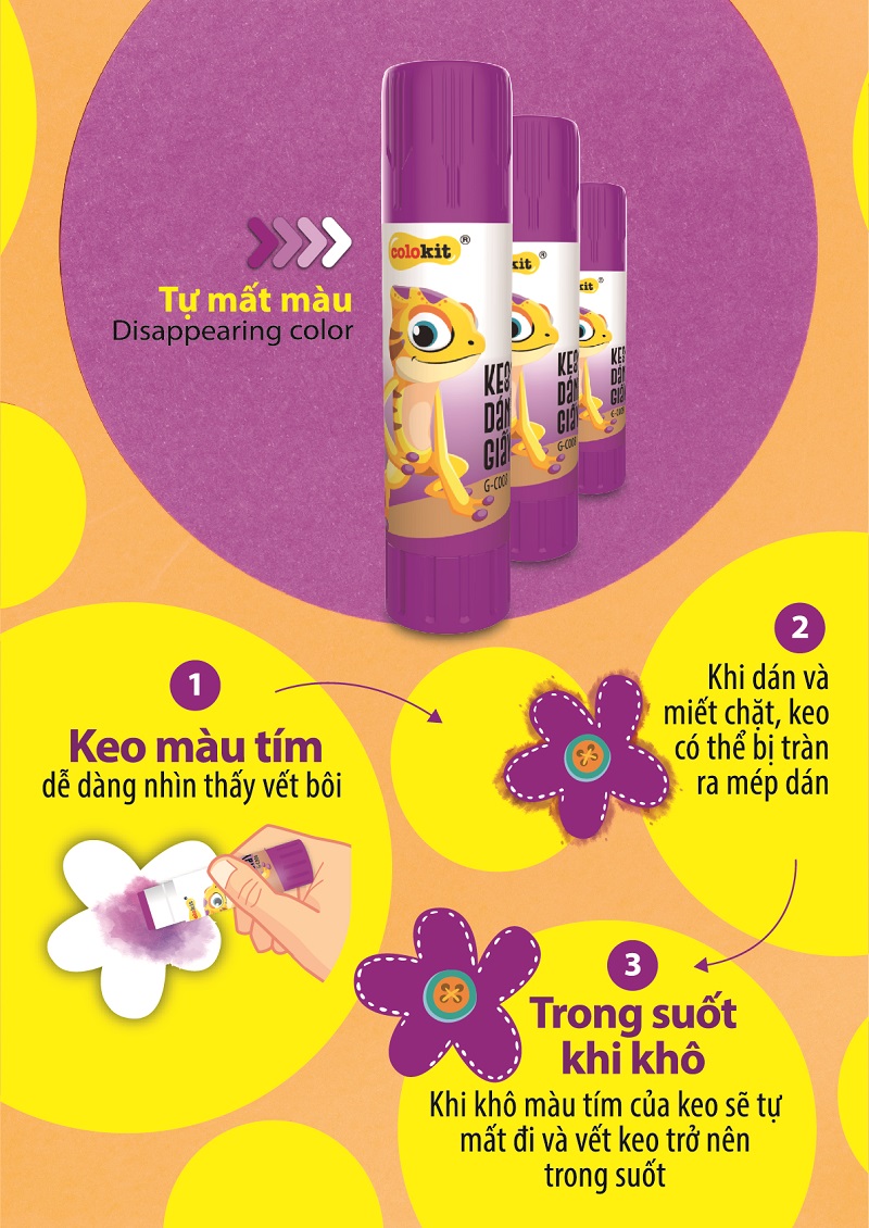[HCM][MỚI] Hồ (keo) khô Colokit Tím (Vỉ 2 thỏi)