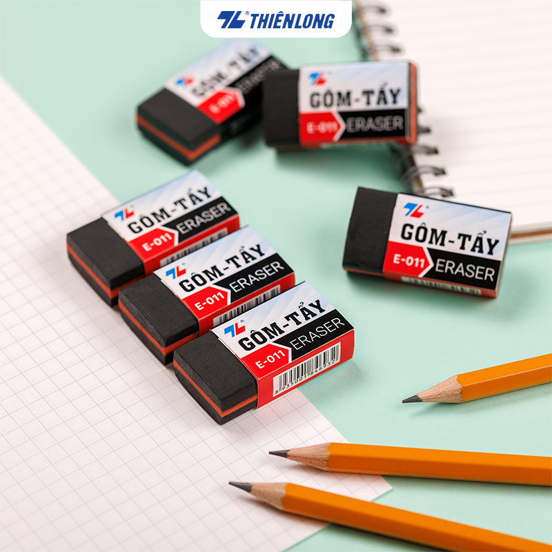 Combo 5/10/20 Gôm tẩy chì 2B Thiên Long E-011 siêu mềm và siêu dẻo, không mùi, không để lại vết đen của chì trên giấy