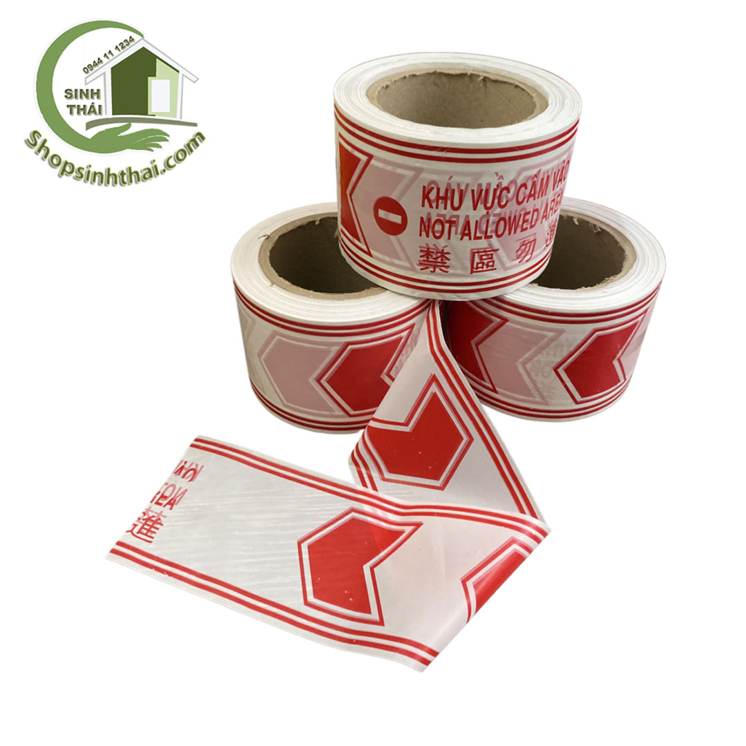 Dây quấn cấm tụ tập - dây băng rào cảnh báo chắn công trình - [ 1 mét dây x bản rộng 8cm ]