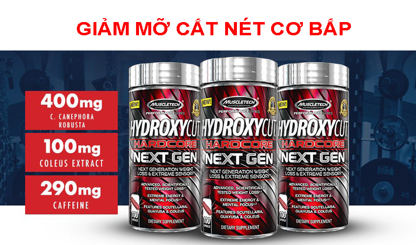 Muscletech Hydroxycut Hardcore Nextgen 100 viên-Giảm cân đốt mỡ