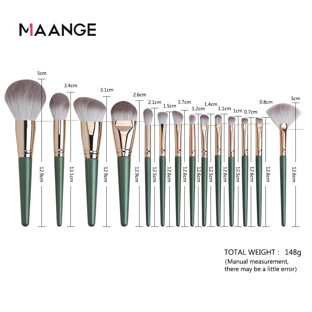 Bộ 14 Cọ Trang Điểm MAANGE Chuyên Nghiệp Mềm Mại Tiện Dụng