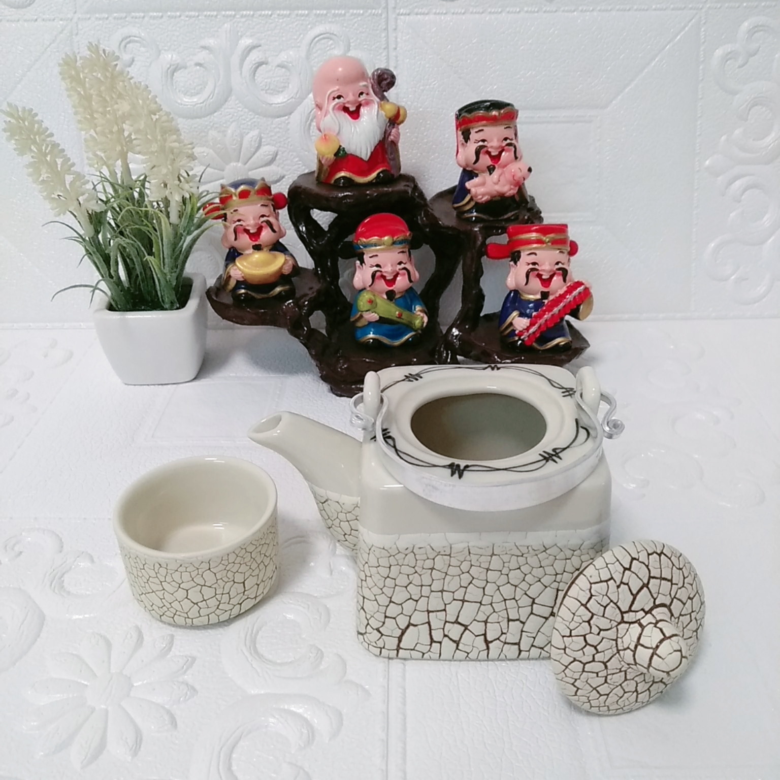 BỘ ẤM CHÉN TRÀ BÁT TRÀNG MEN RẠN RV1