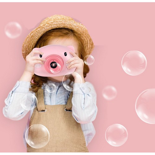 [HOT TREND] Máy ảnh thổi bong bóng hình heo dễ thương an toàn cho bé, Đồ chơi máy ảnh thổi bong bóng tự động có nhạc hình chú heo hồng đáng yêu cho bé