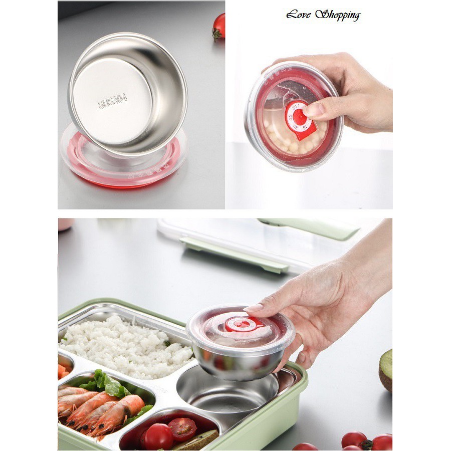 Hộp Đựng Cơm Văn Phòng 5 Ngăn Ruột Bằng Inox 304 Cao Cấp