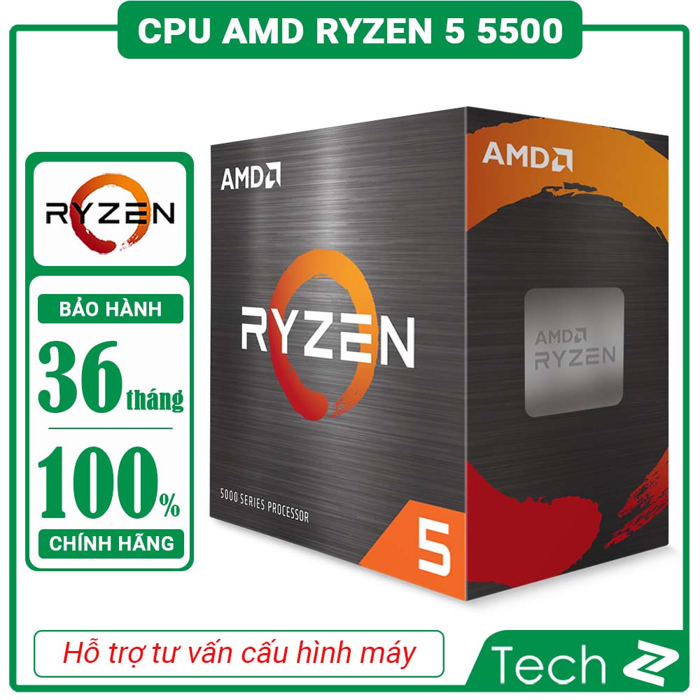 CPU AMD Ryzen 5 5500 Upto 4.2GHz 19MB 6 Cores, 12 Threads 65W Socket AM4