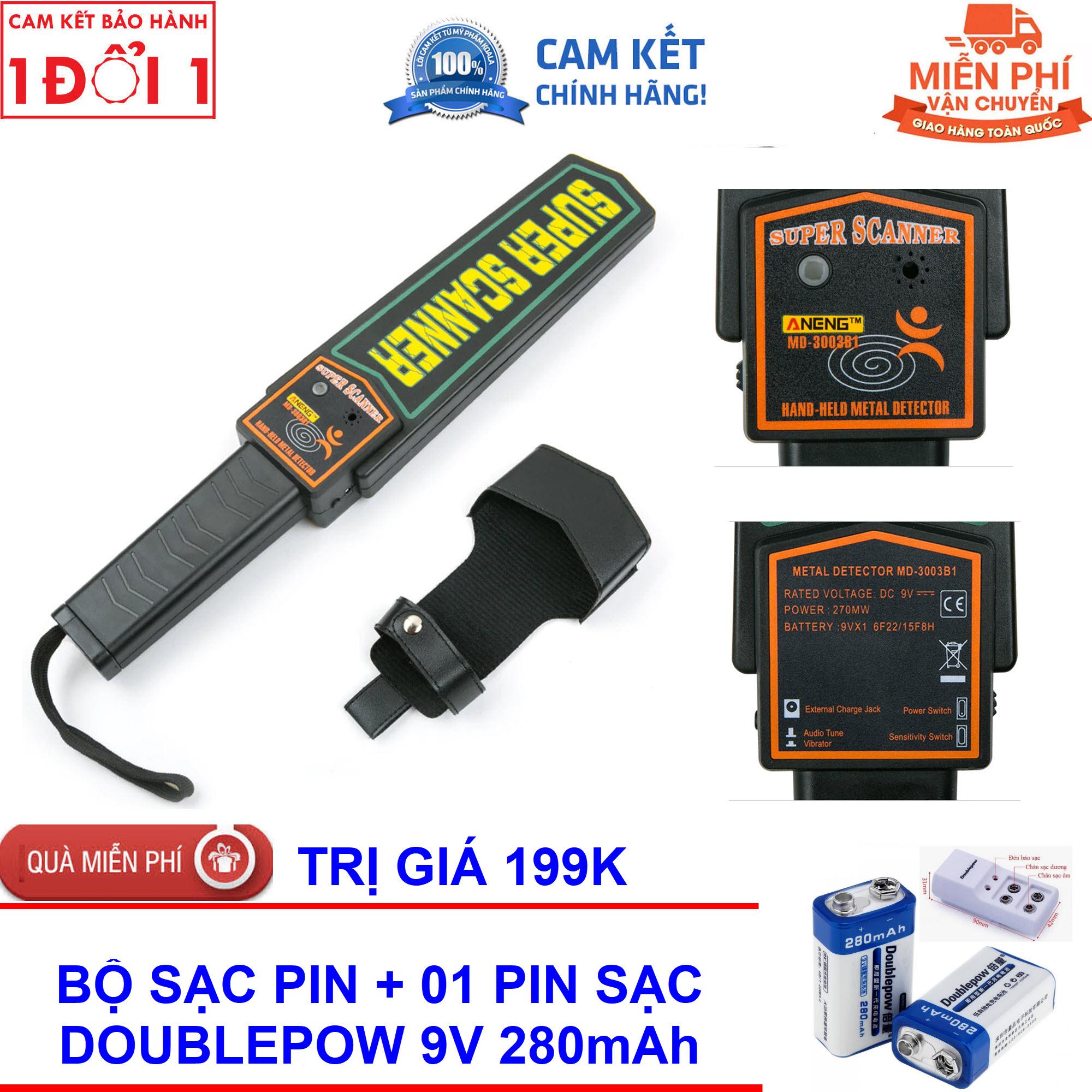 Máy dò kim loại super scanner md3003b1 + tặng kèm pin 9v và bộ sạc