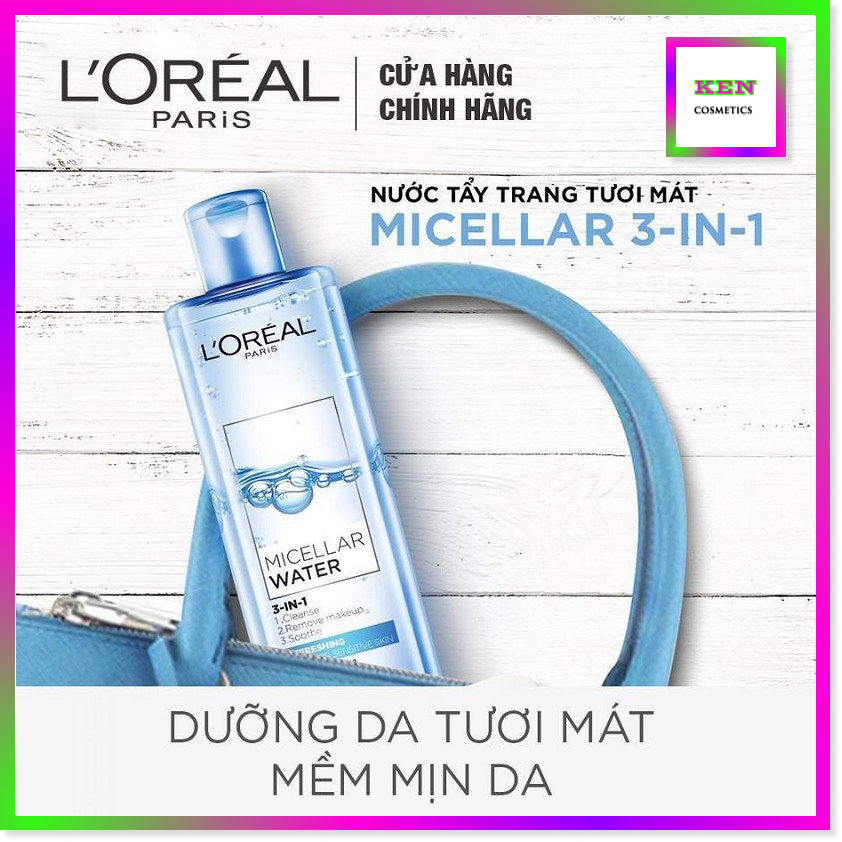>> SO SÁNH GIÁ NƯỚC TẨY TRANG TƯƠI MÁT L’OREAL MICELLAR 400ML (STORE 5871,5873) | Shopee Lazada Sendo Tiki 35 Nước Tẩy Trang Tươi Mát L'Oreal Micellar Water 3-in-1 Refreshing (400ml)