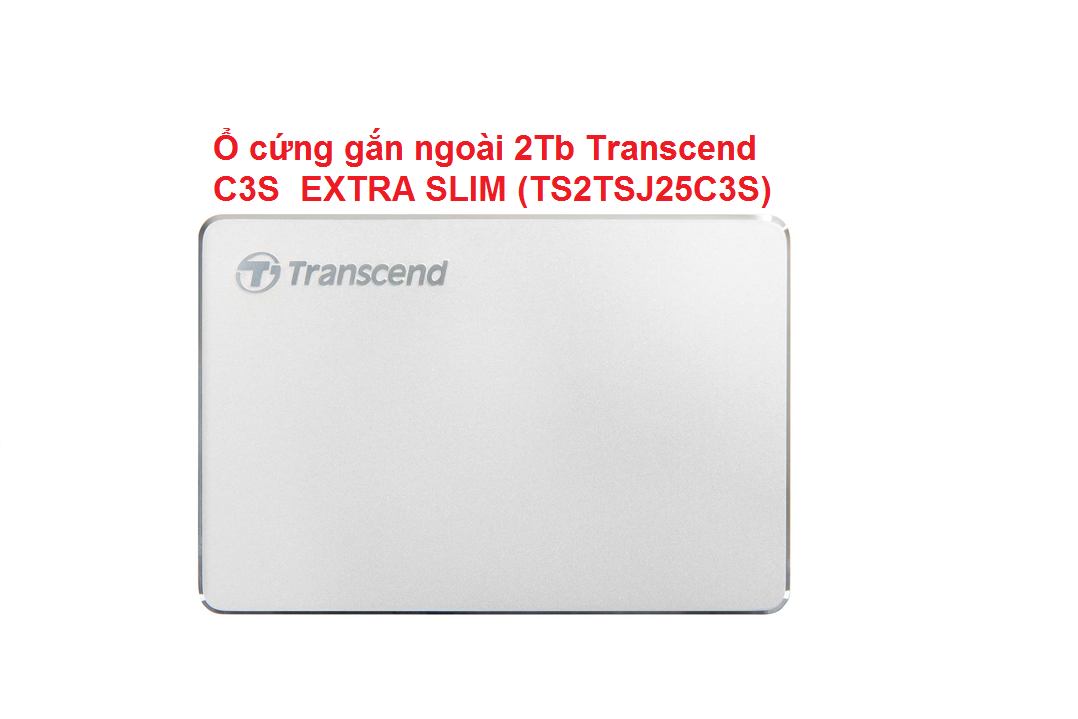 2Tb Transcend C3S Extra Slim External Hard Drive (Ts2Tsj25C3S) Genuine Silver