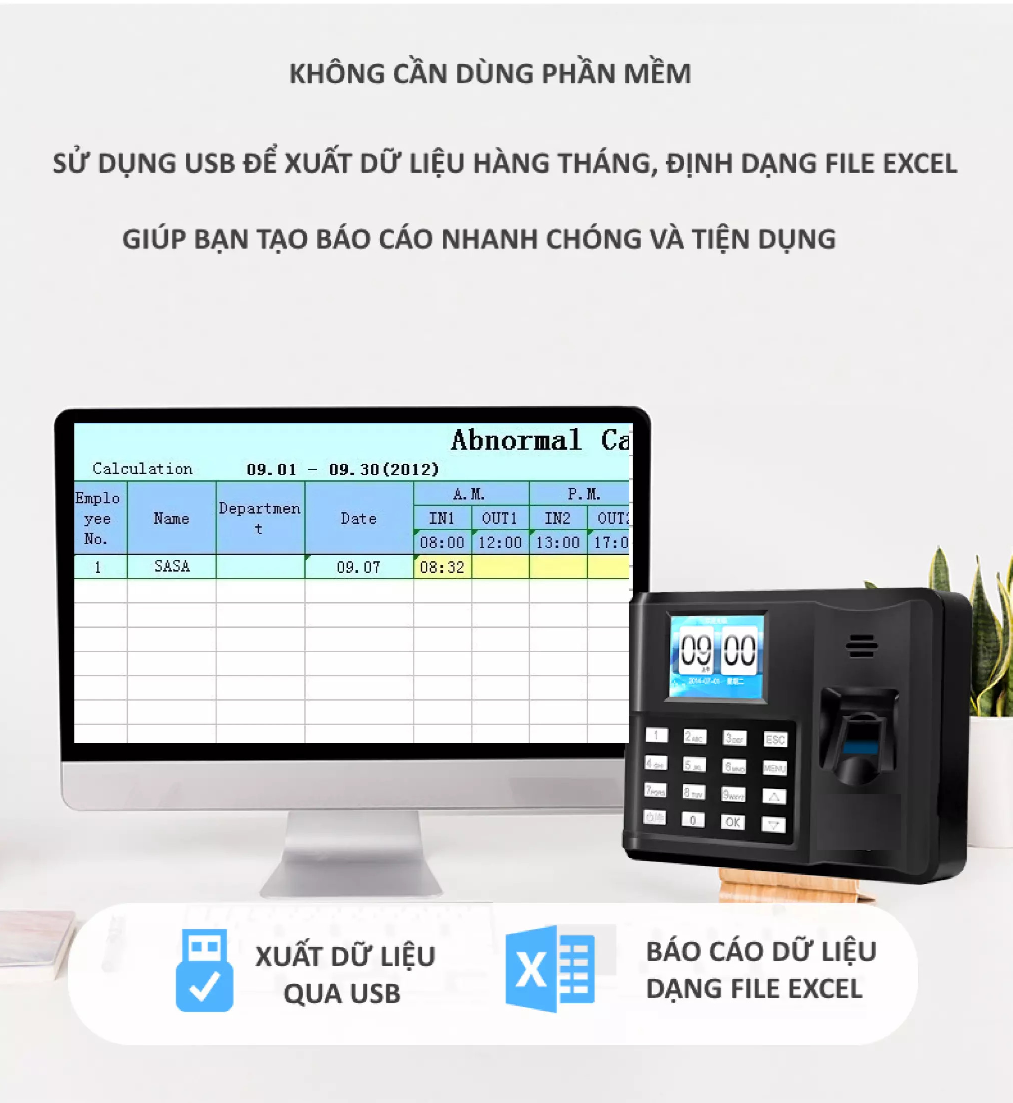 [HCM](Khuyến mãi) Máy Chấm Công Quét Vân Tay Elitek 6699
