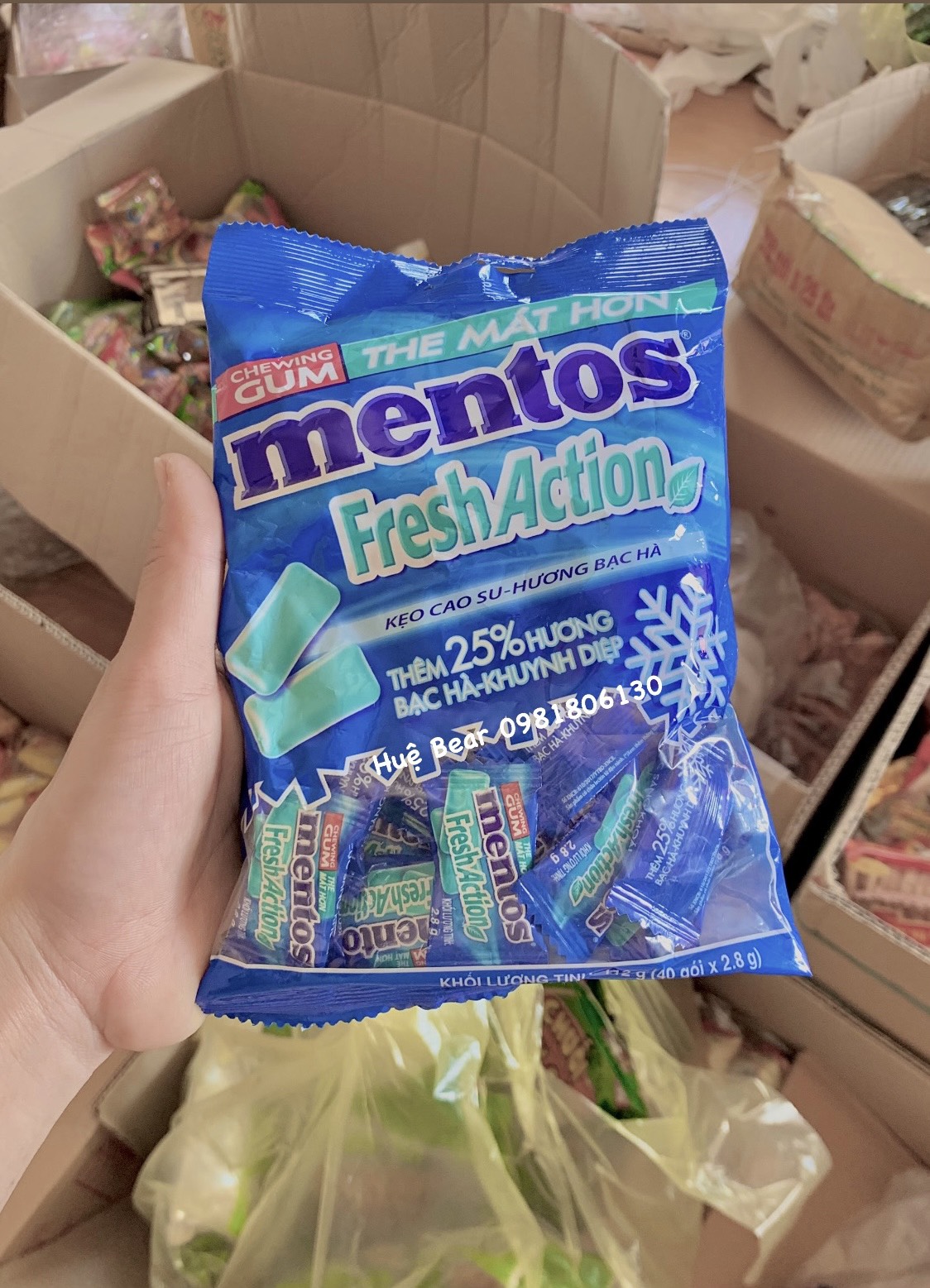 Kẹo singum bạc hà mentos gói 112g(40cai)