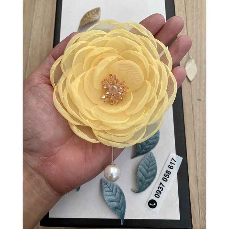Hoa cài áo đính nhị pha lê lấp lánh cao cấp [Hoacaiaodep.com - Hann Handmade]