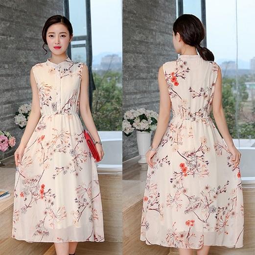 Đầm Voan In Hoa Dáng Dài - New Thoi Trang