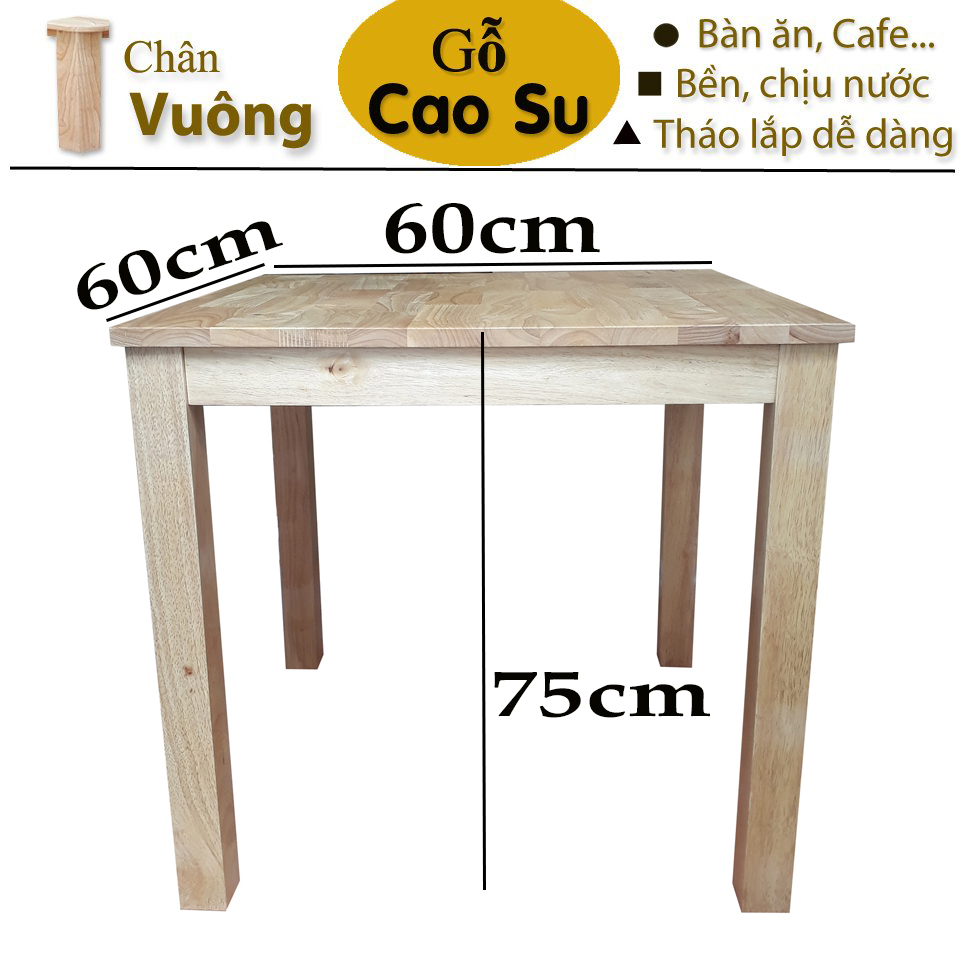[HCM]Bàn ăn 60 vuông bằng gỗ (Tự nhiên)
