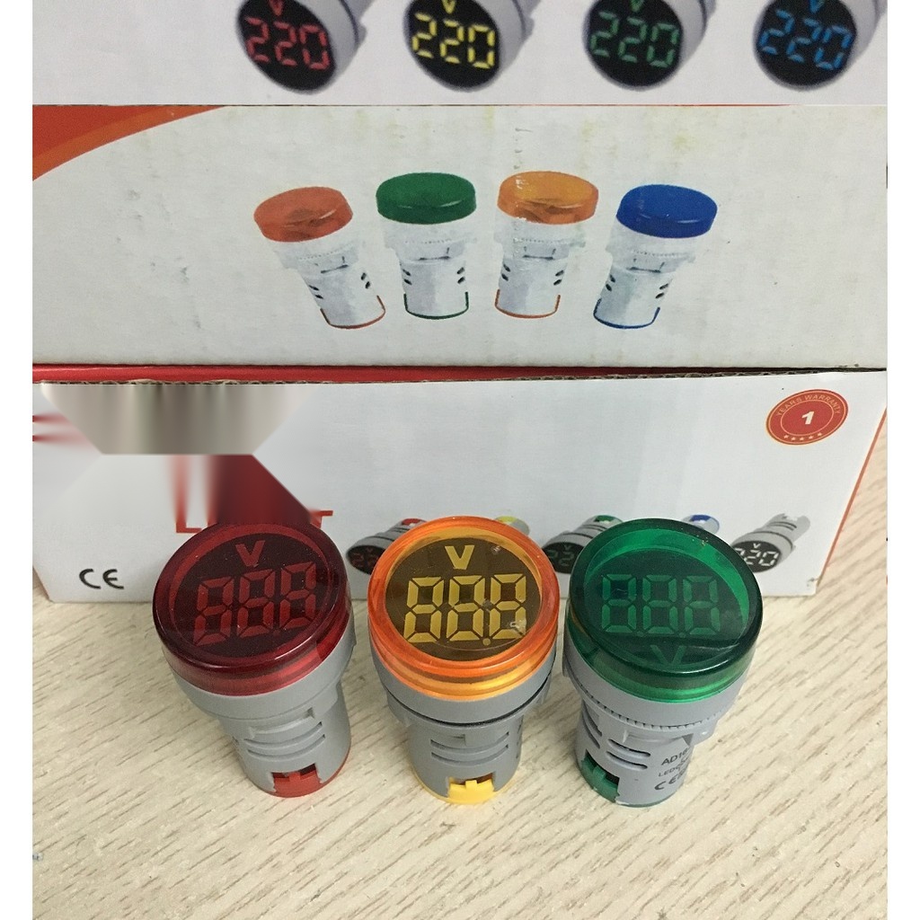 Đèn báo Volt, Đèn báo điện áp phi 22 màu đỏ vàng xanh