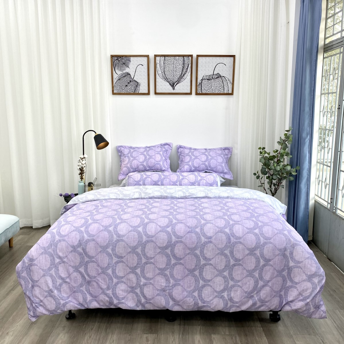 Chăn bốn mùa k-bedding by everon kmtp-116 microtencel xám phối tím