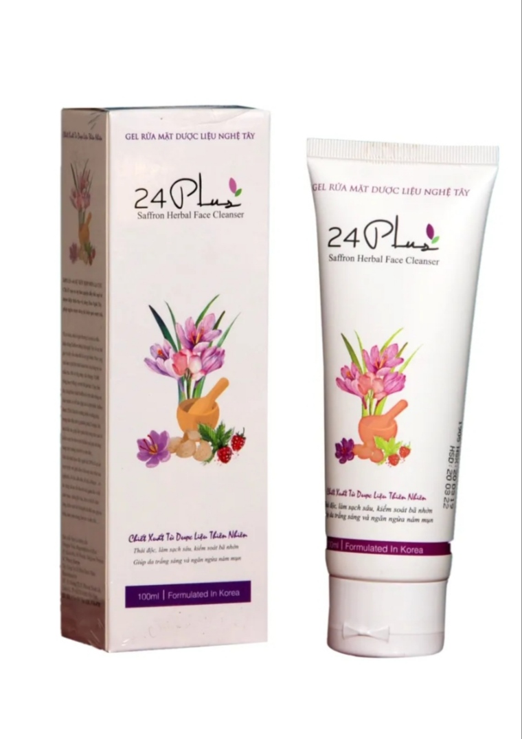 GEL RỬA MẶT DƯỢC LIỆU NGHỆ TÂY 24Plus 100ml (Dược mỹ phẩm thuần Chay)