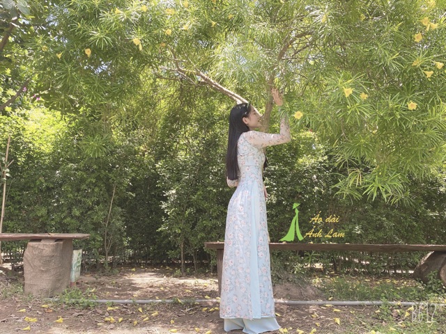[SALE SỐC] Bộ Áo dài Voan tơ Xanh Hoa