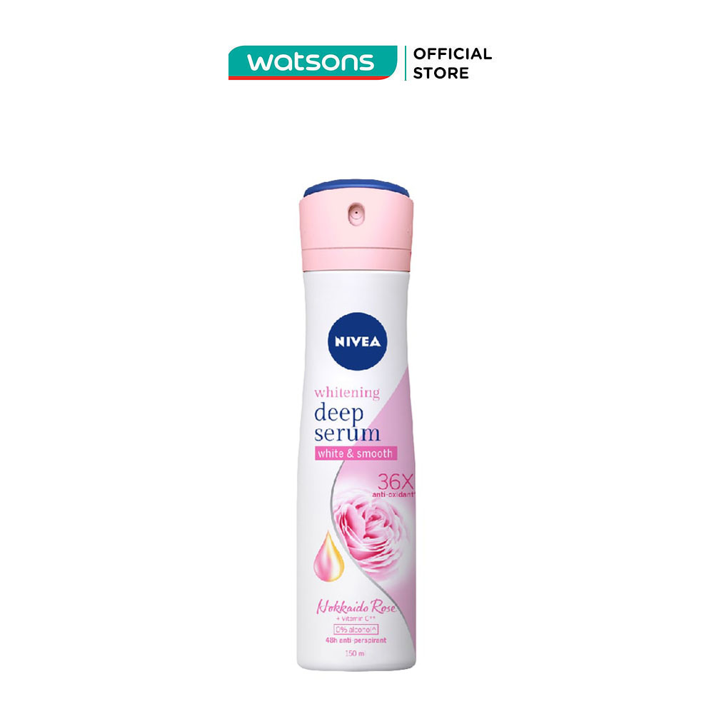 Xịt Ngăn Mùi Nivea Whitening Deep Serum Hokkaido Rose Spray Dưỡng Trắng Chuyên Sâu 150ml