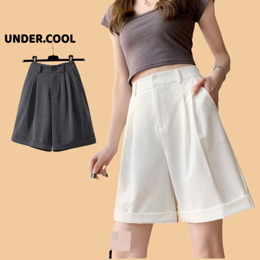 Quần short lửng nữ cạp cao undercool gập gấu dạng quần đùi nữ
