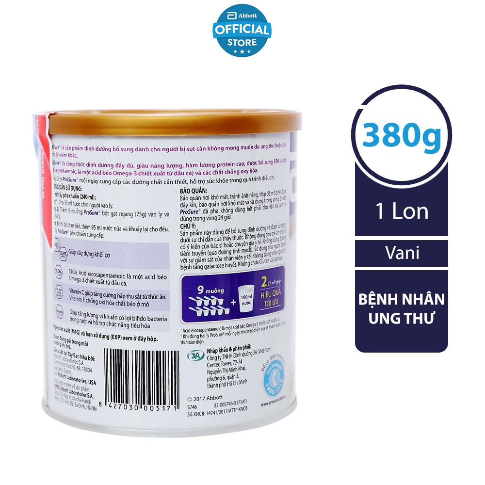 Sữa bột dành cho người bị ung thư Prosure 380g