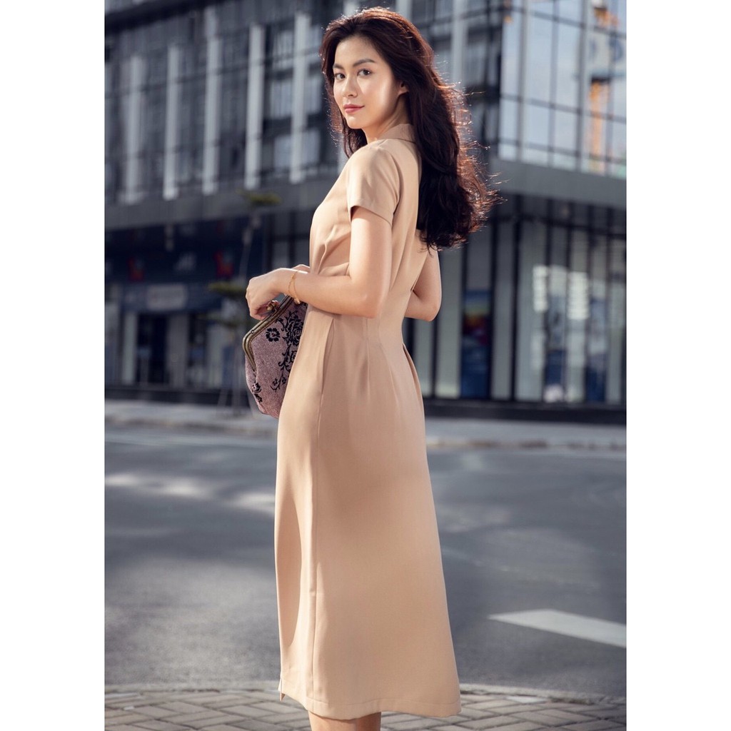[ẢNH THẬT CUỐI] Đầm Maxi Sơ Mi Xoè Nude - DM899