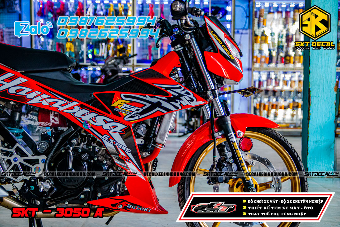 tem trùm satria đỏ đen trắng hayabusa