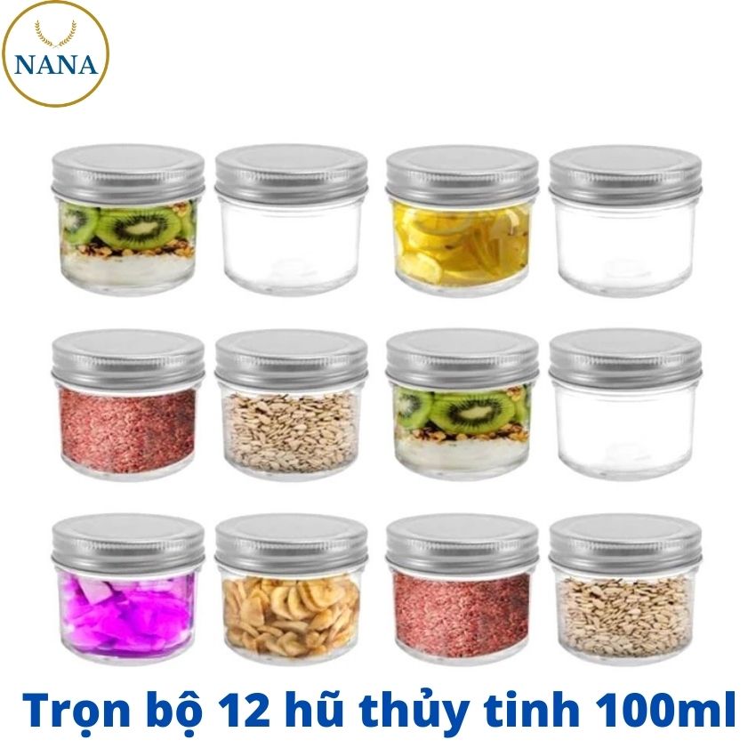 (HCM) ( Mua 11 tặng 1 ) Hũ thủy tinh 100ml dùng làm ( bánh plan - đựng mứt khô - trái cây sấy ) SG-Q96