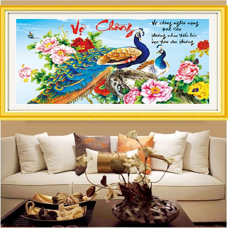 Tranh đính đá mẫu mới Vợ Chồng-KT: 91x53 Siêu Thị Tranh Thêu