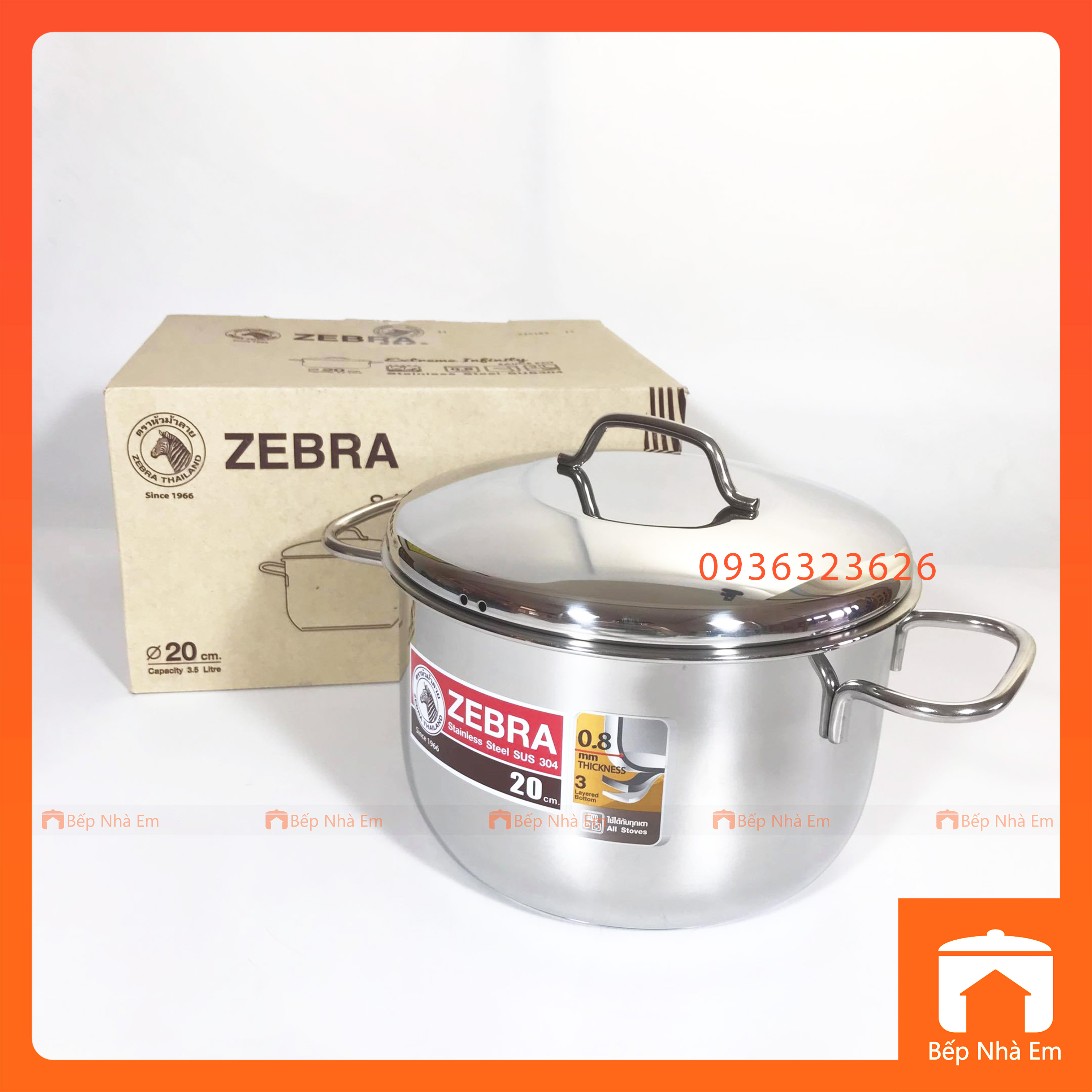 Nồi zebra 3 đáy extreme infinity 20cm 3.5l - 162287 - hàng nhập khẩu thái lan