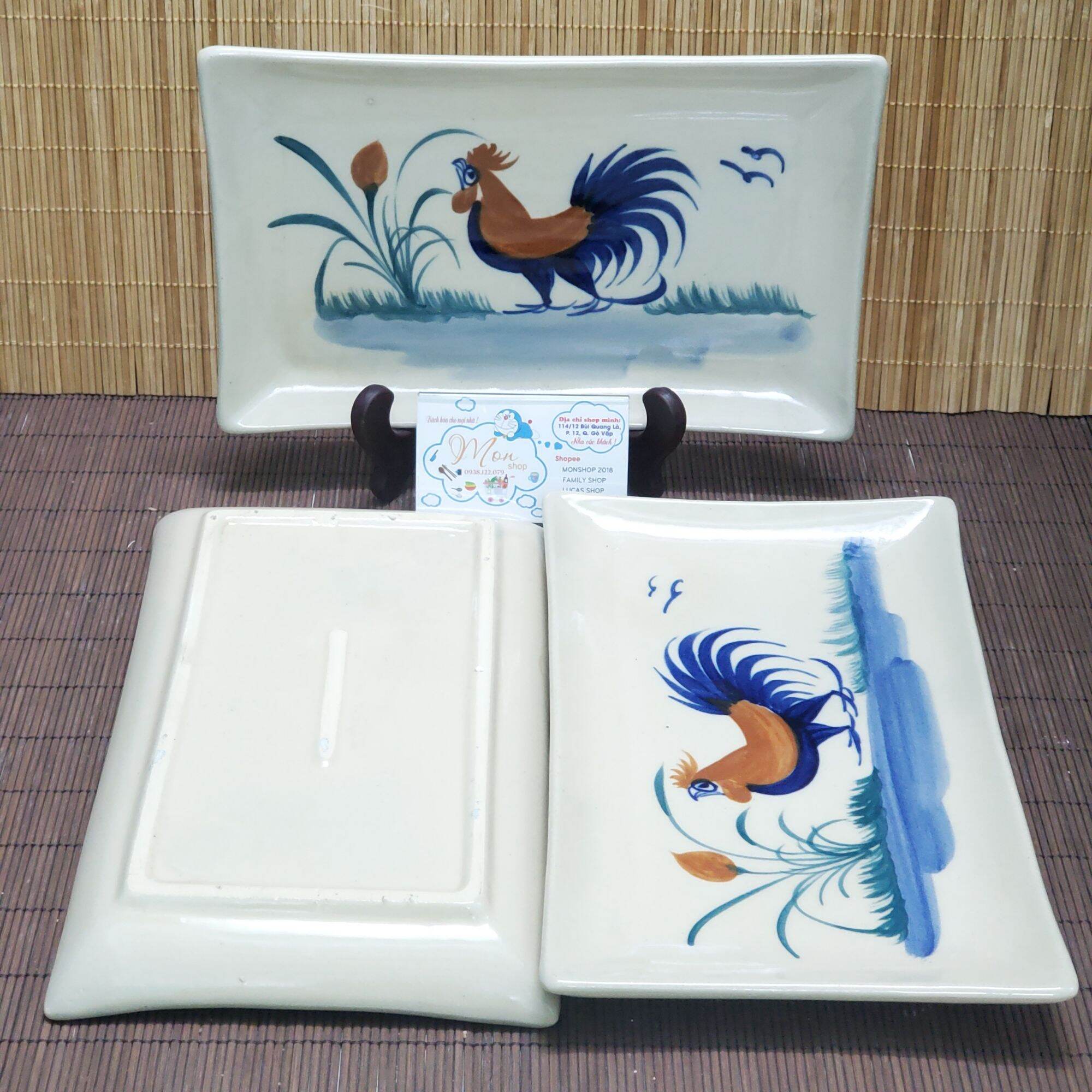COMBO 2c DĨA GÀ THỦ CÔNG CHỮ NHẬT CAO CẤP