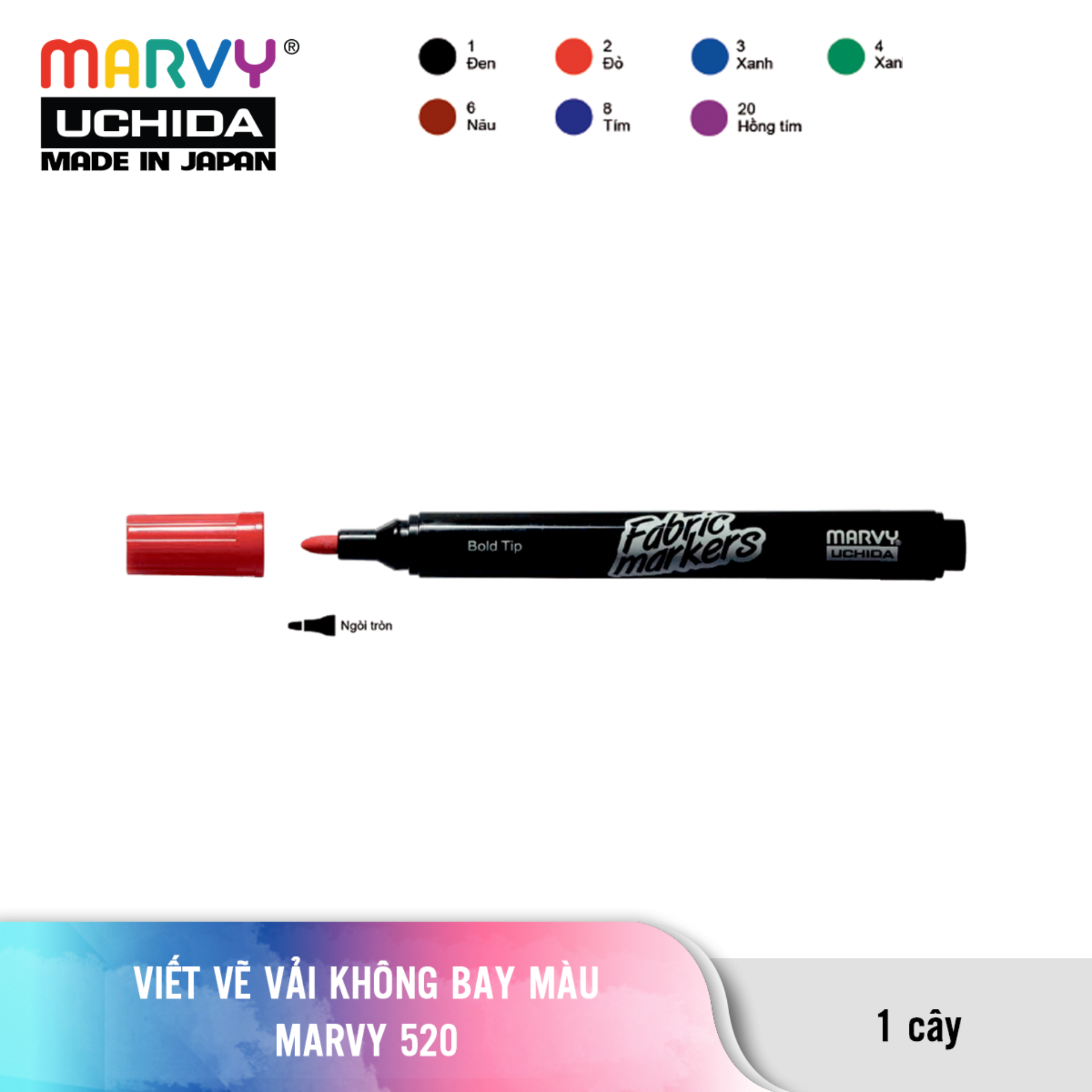Bút Vẽ Vải Không Phai Màu Marvy 520