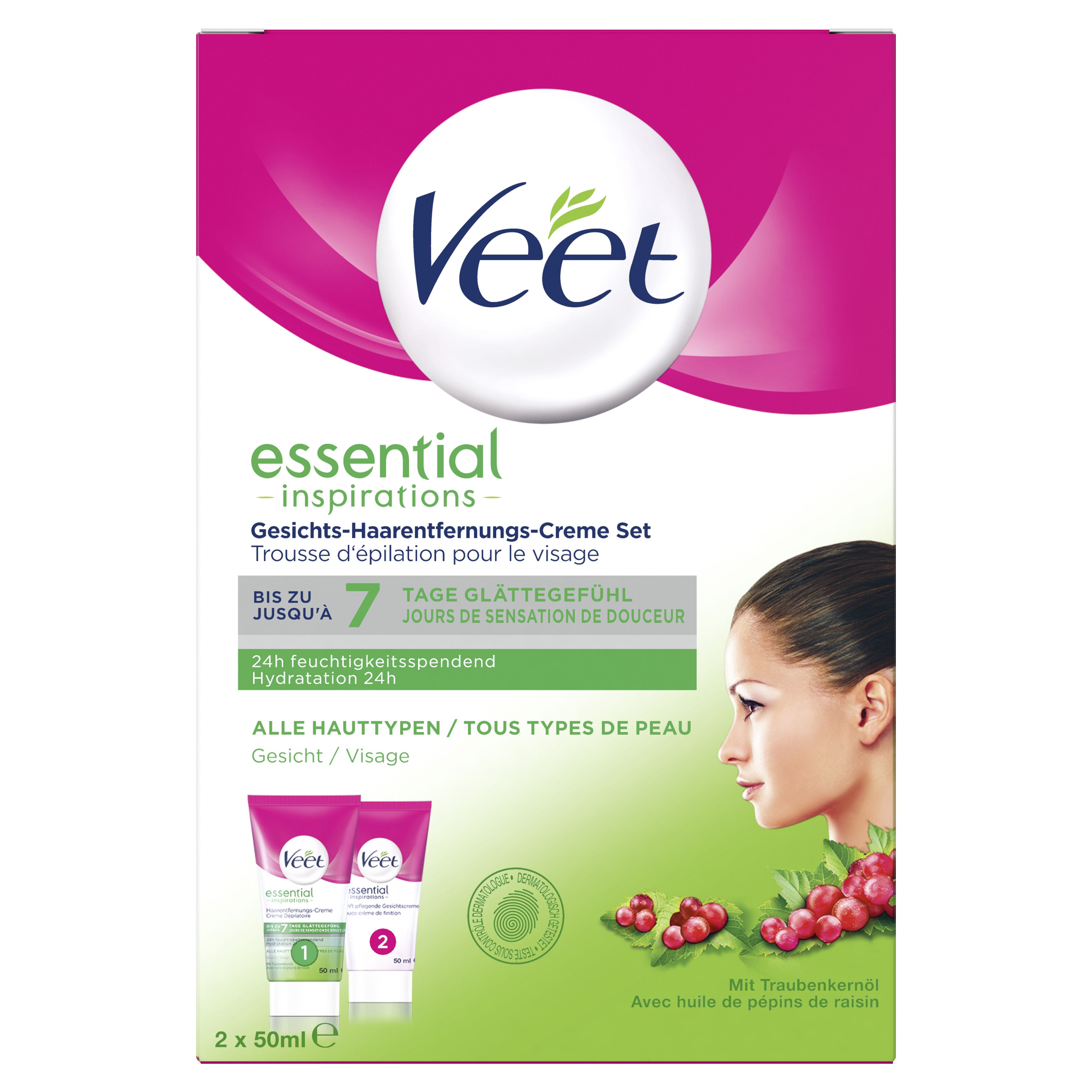 Set Kem tẩy lông mặt 3 phút Veet Essential inspirations 50mlx2