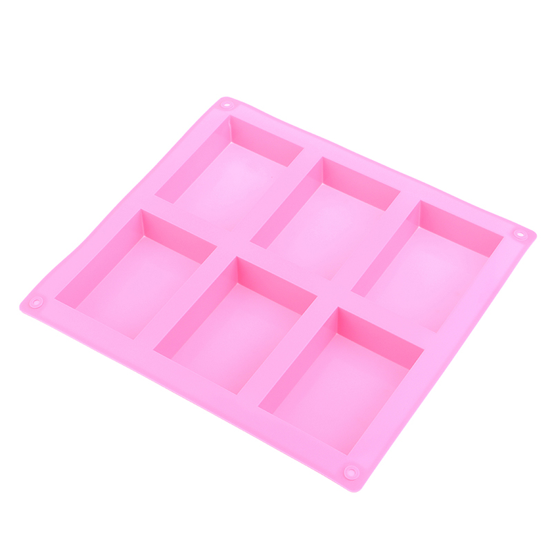6 khoang vuông Silicone khuôn để làm xà phòng 3D Đồng bằng xà phòng khuôn hình chữ nhật DIY handmade xà phòng hình thức khay khuôn