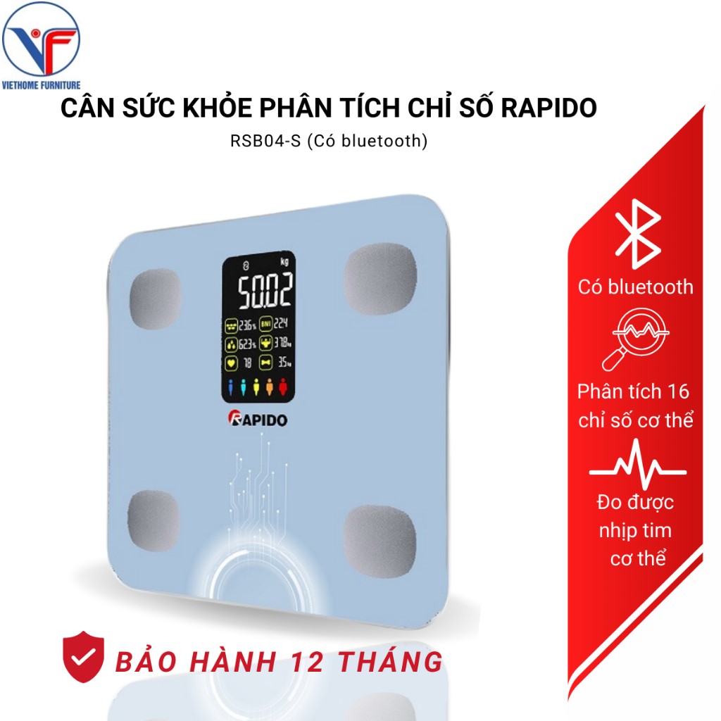 Cân sức khỏe thông minh Rapido RSB04-S (Có bluetooth)