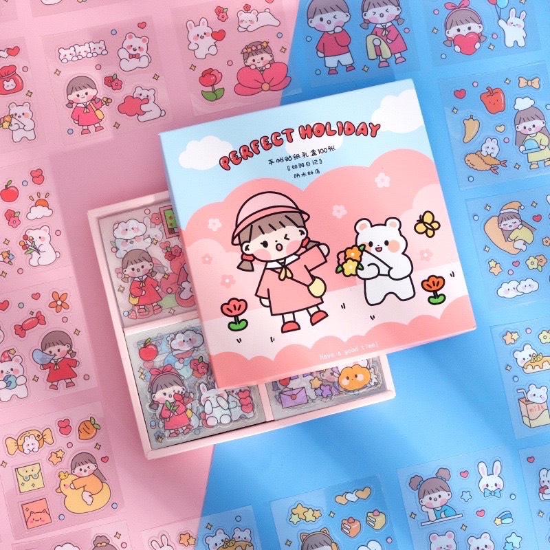 [ FULL SET 100] Set Sticker 100 Tấm Dễ Thương- Full Hộp