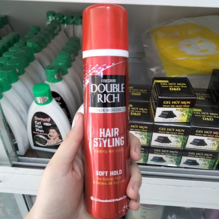 Double Rich Red Hair Styling Mousse Spray Bottle