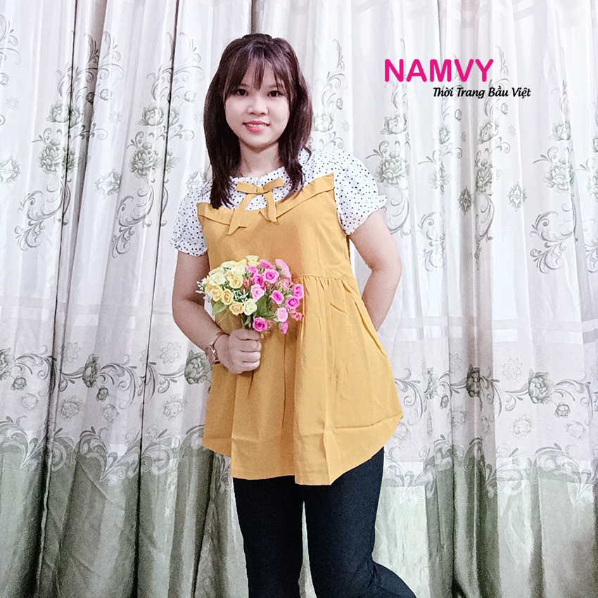 Áo bầu công sở tay phồng lụa cát đẹp mát